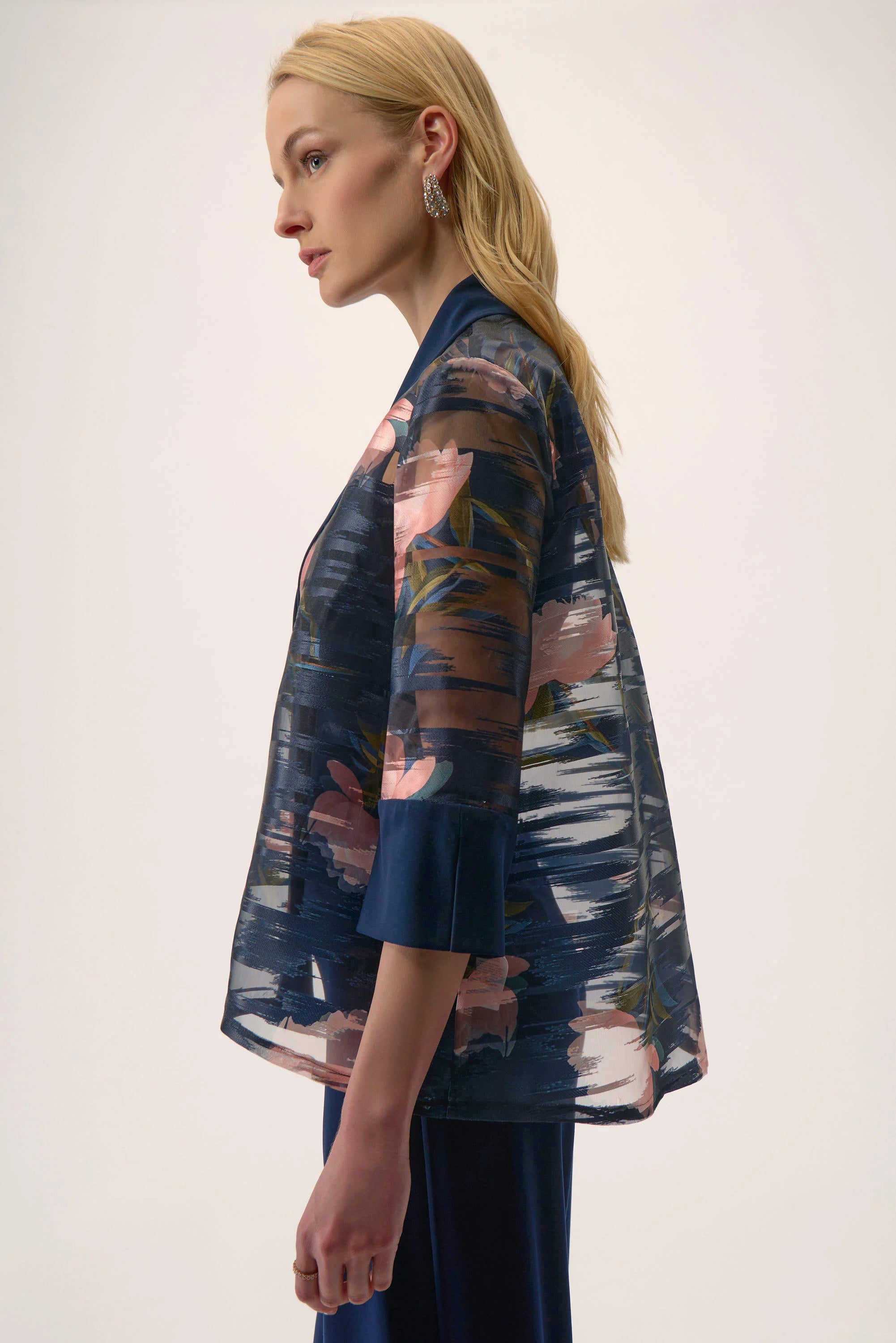 | Jacquard Organza Floral Print Swing Jacket 254729
