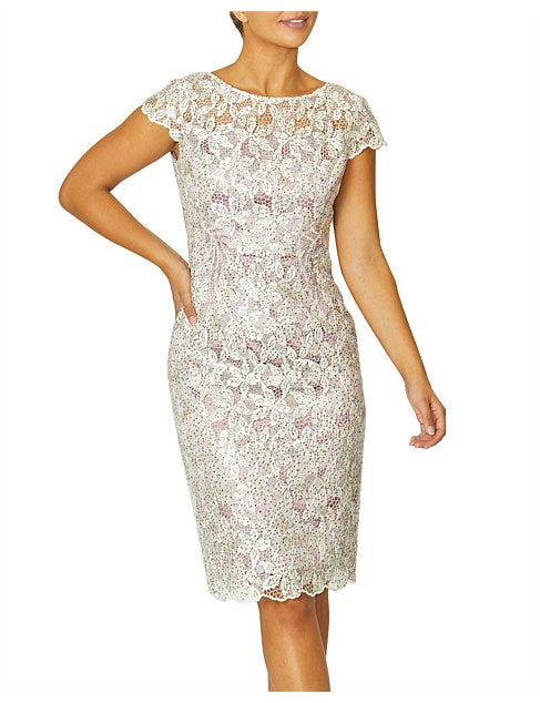Venetia Pearl Sequin Lace Dress SA17430