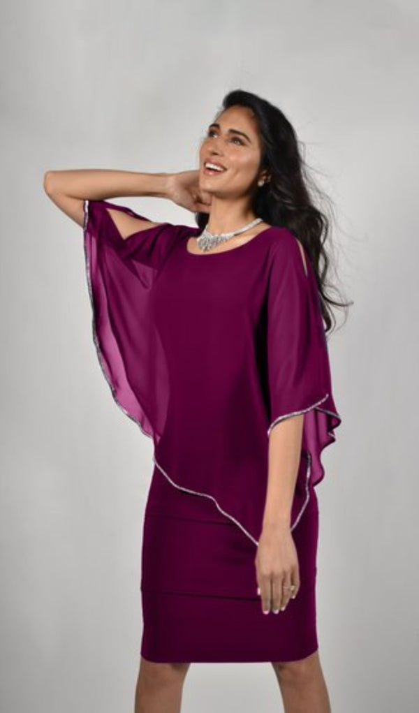 Tiered Skirt Dress In Sangria 219022