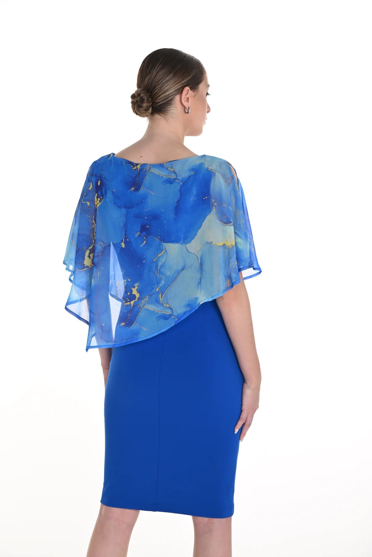 Print Royal Blue Shift Dress 258162