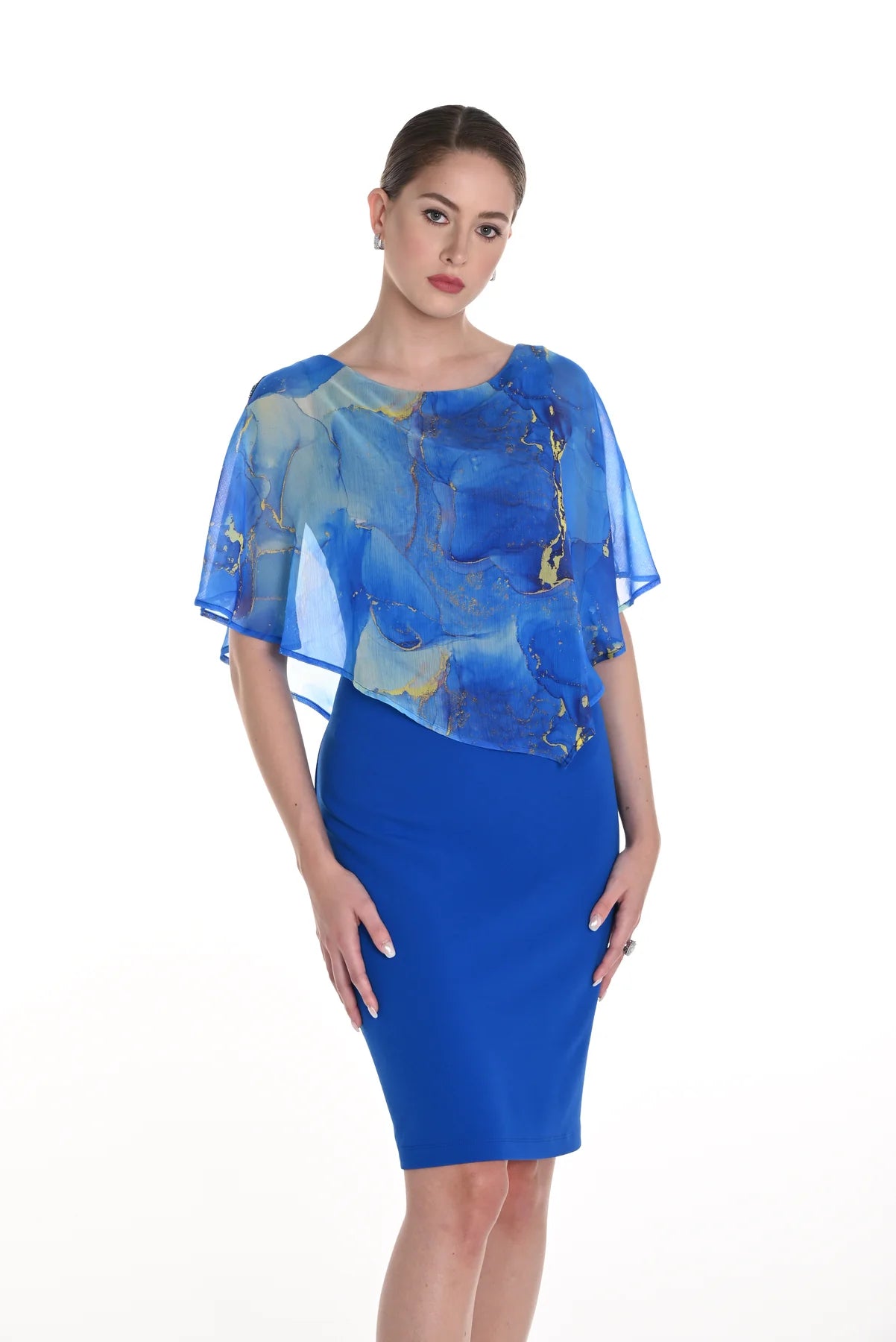 Print Royal Blue Shift Dress 258162