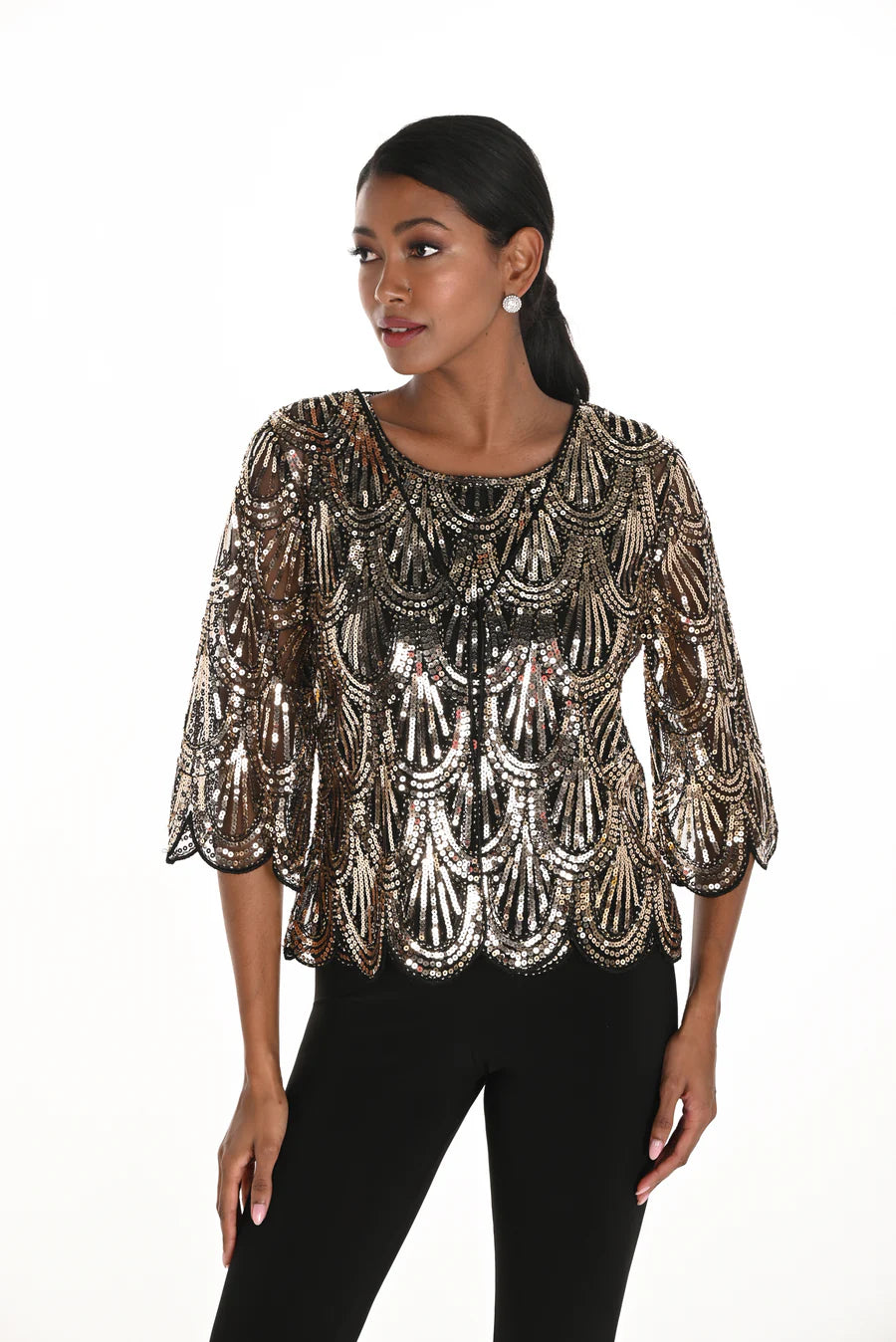 Black and Gold Sequin Jacket 259729