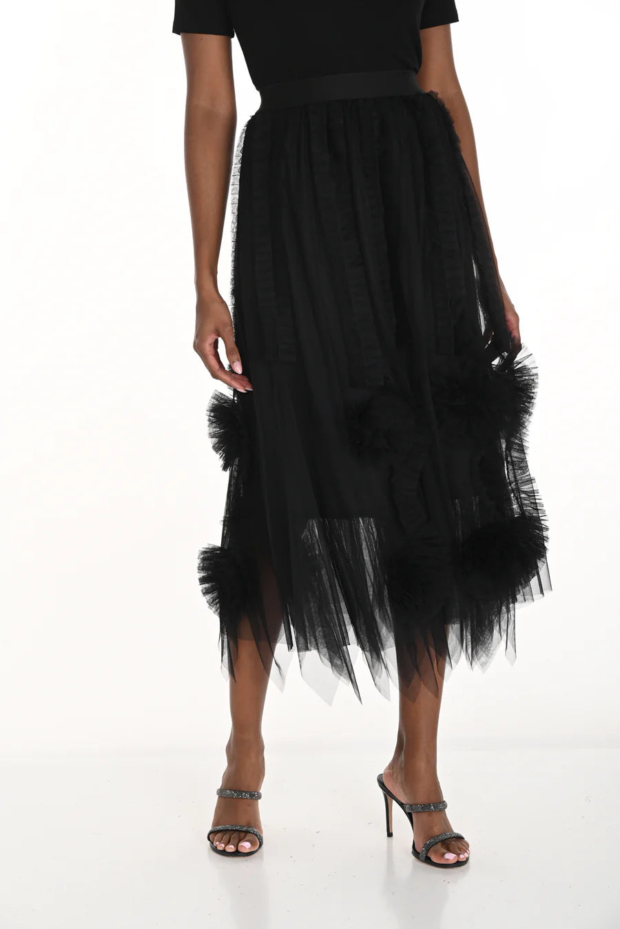 Elegant Ruffled Midi Skirt 259743