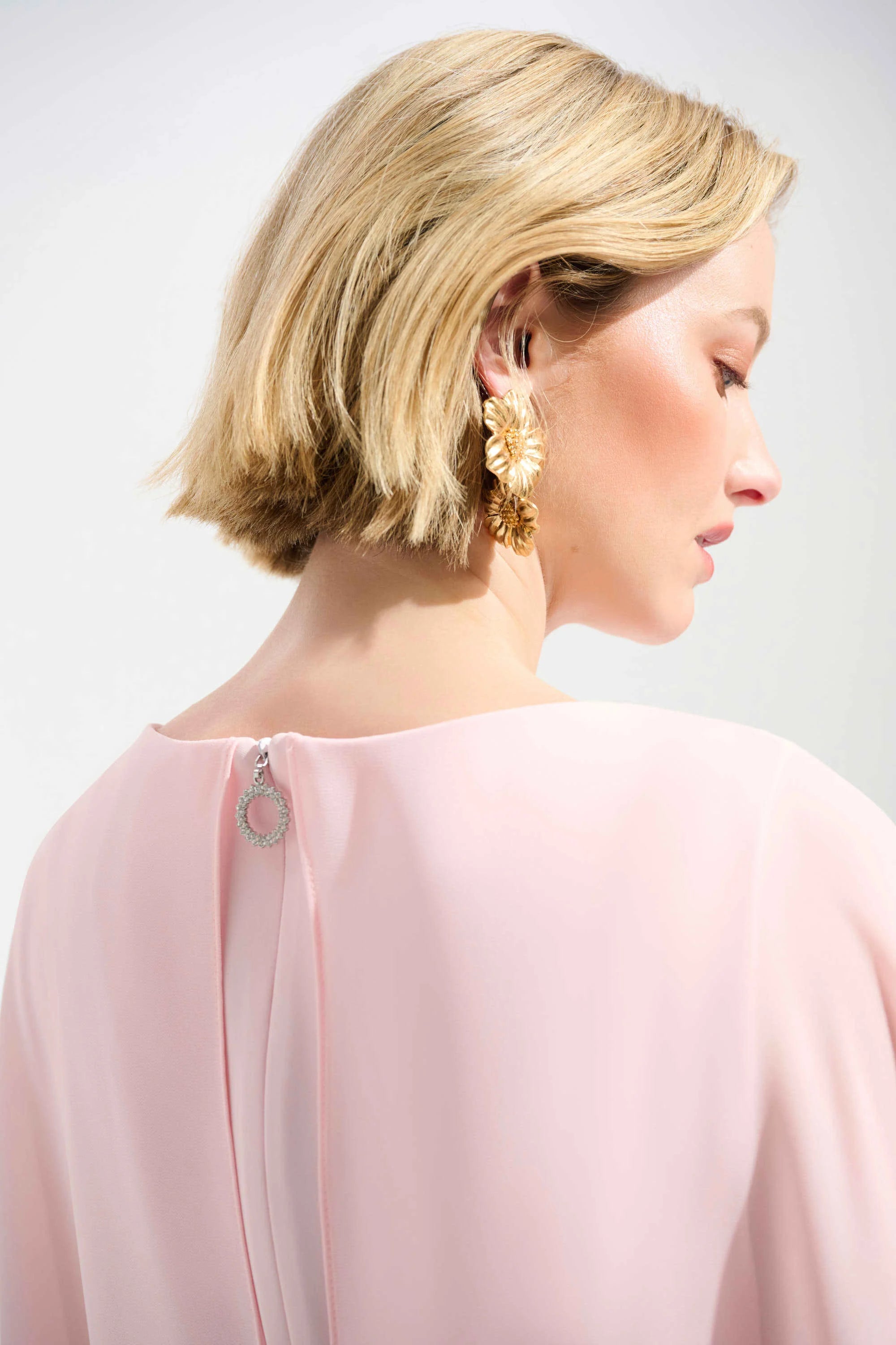 Woven Twill A-Line Dress With Chiffon Overlay 261708