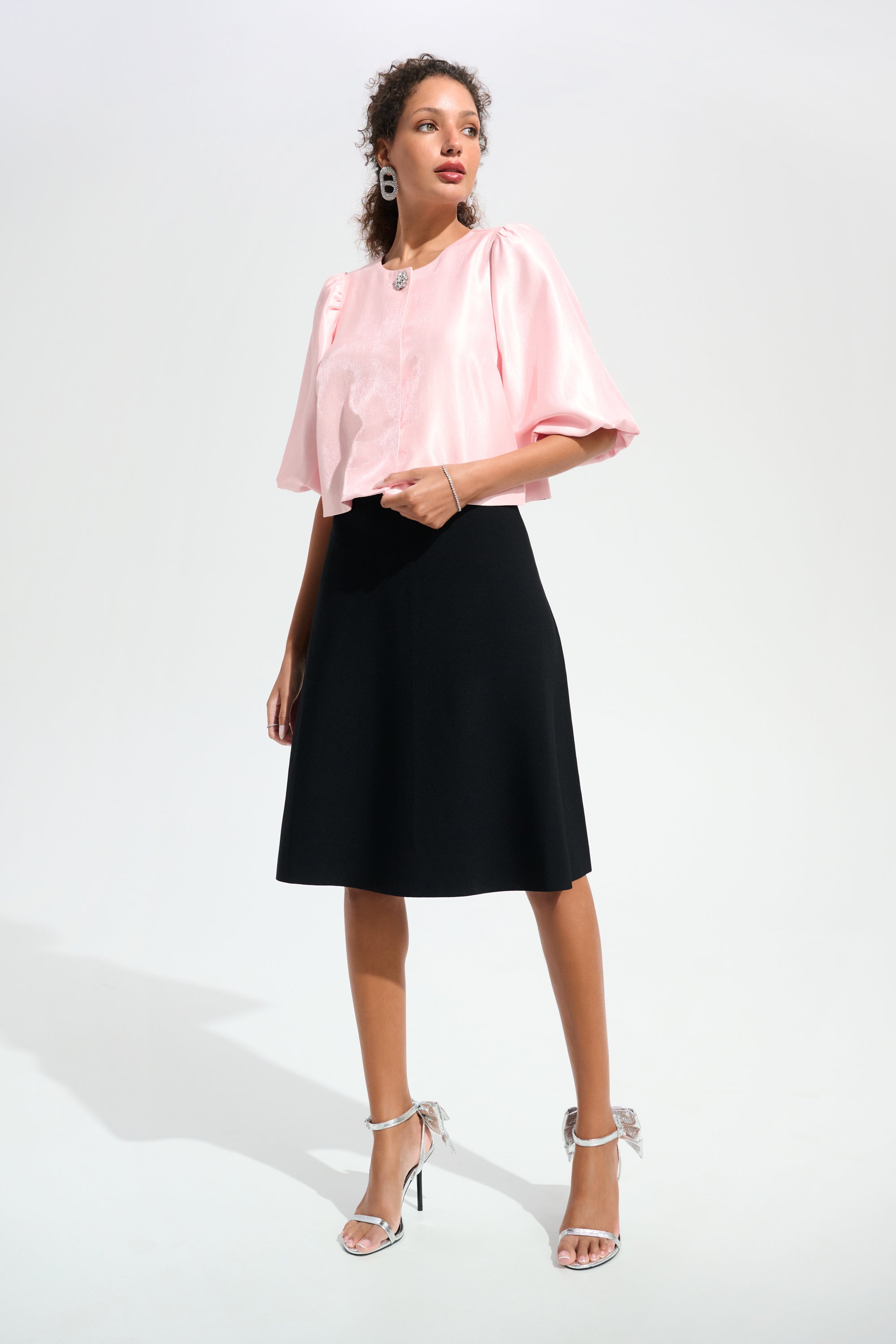 Viscose Sweaterknit A-Line Skirt in Black 261745
