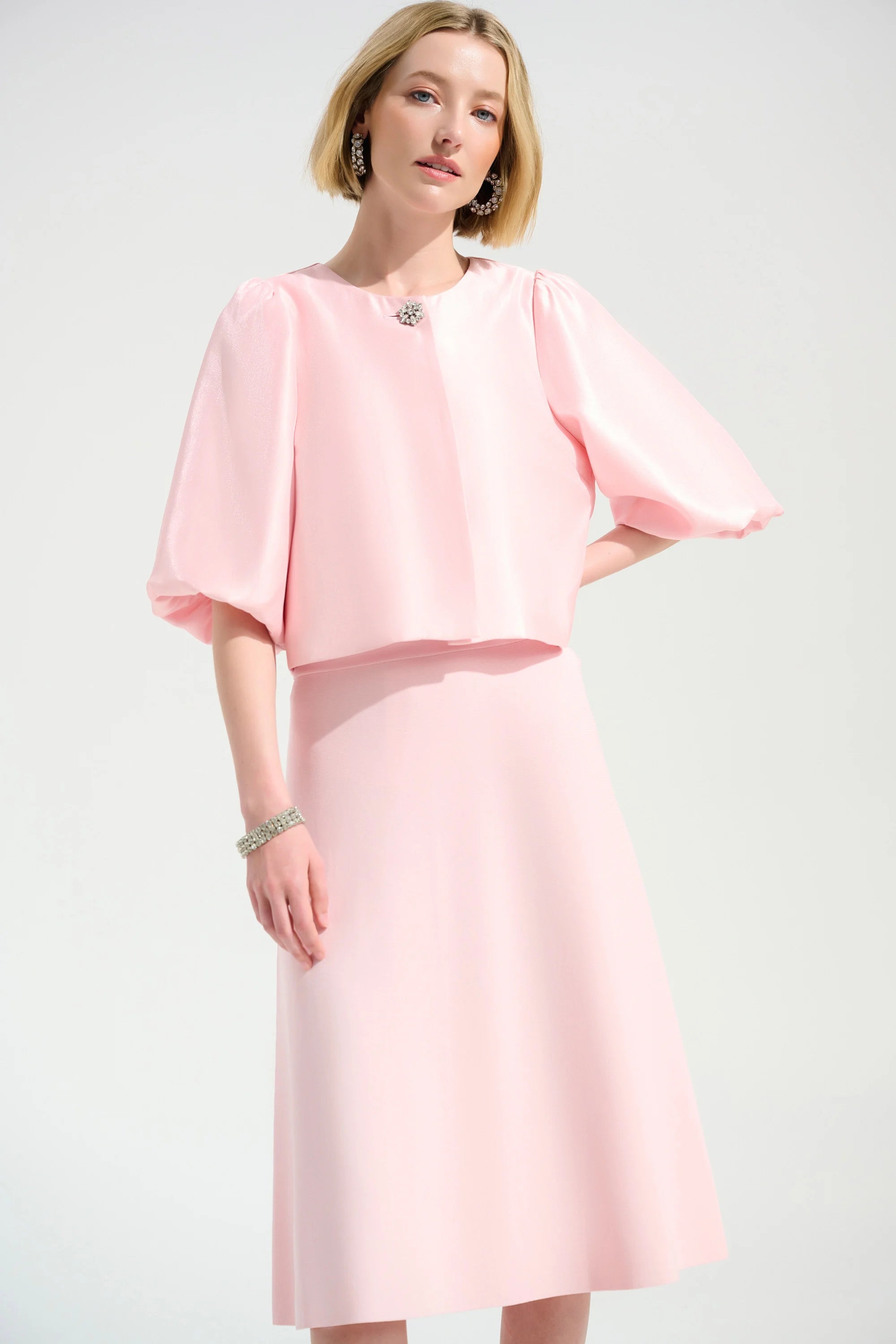 Viscose Sweaterknit A-Line Skirt in Petal Pink 261745