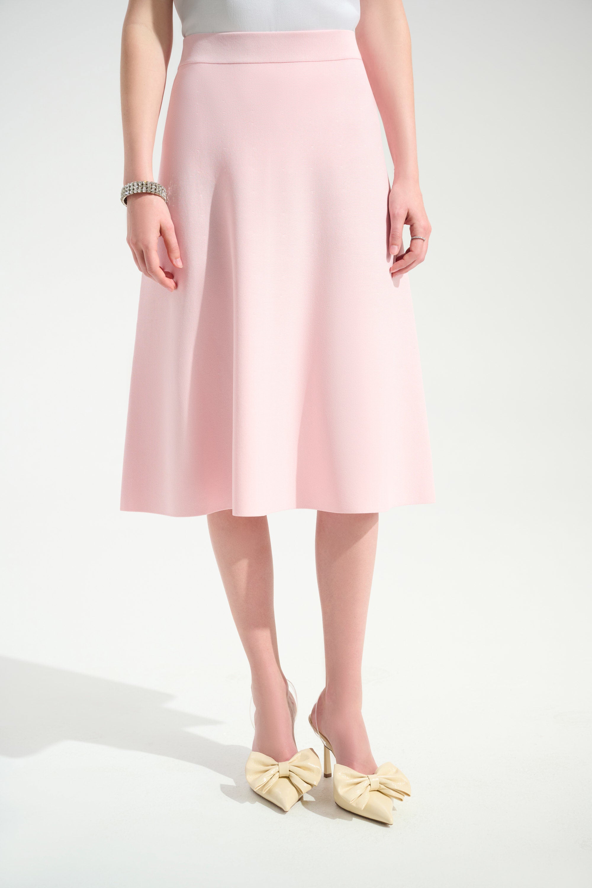 Viscose Sweaterknit A-Line Skirt in Petal Pink 261745