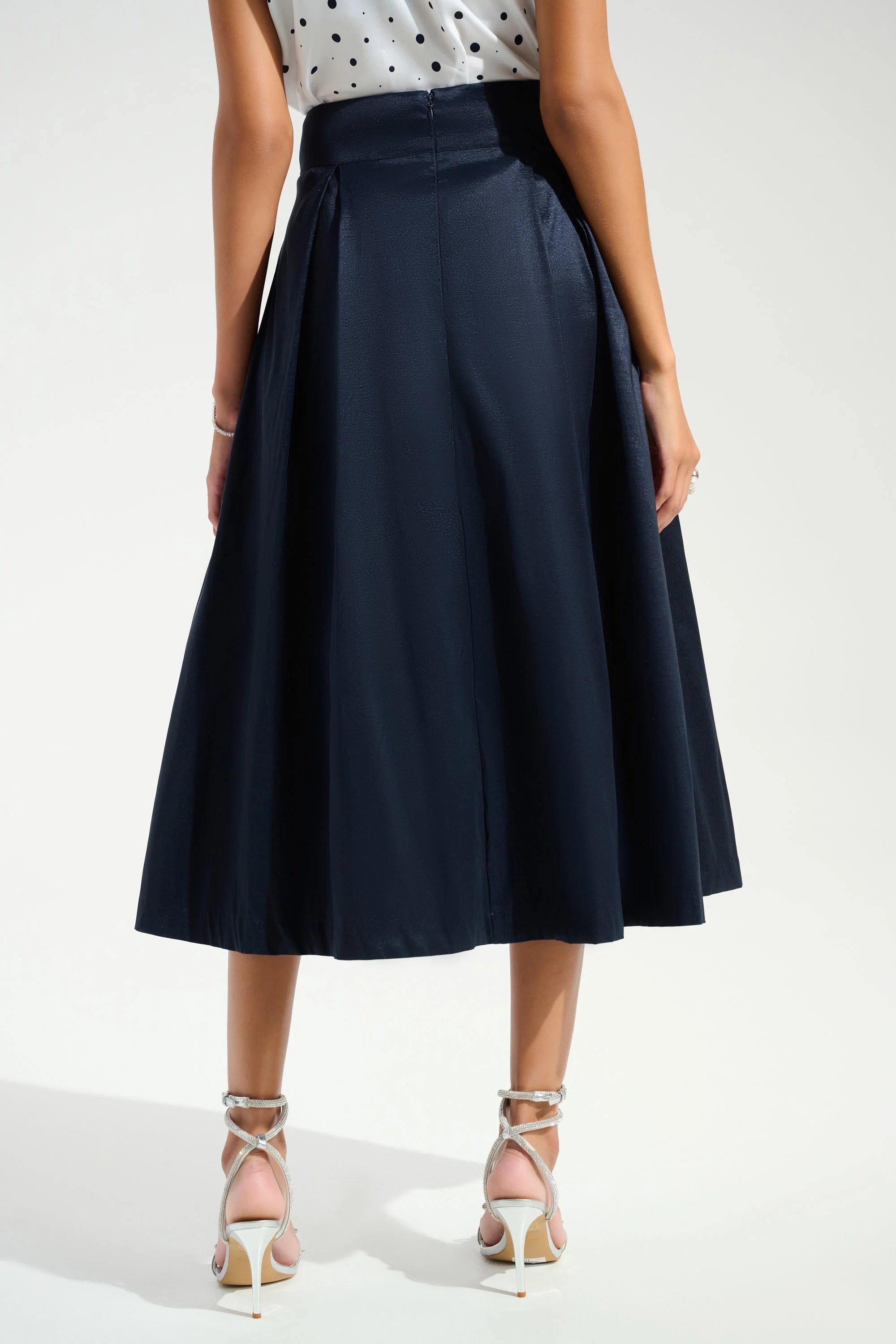 |Stretch Taffeta Flared Skirt With Box Pleats 261757
