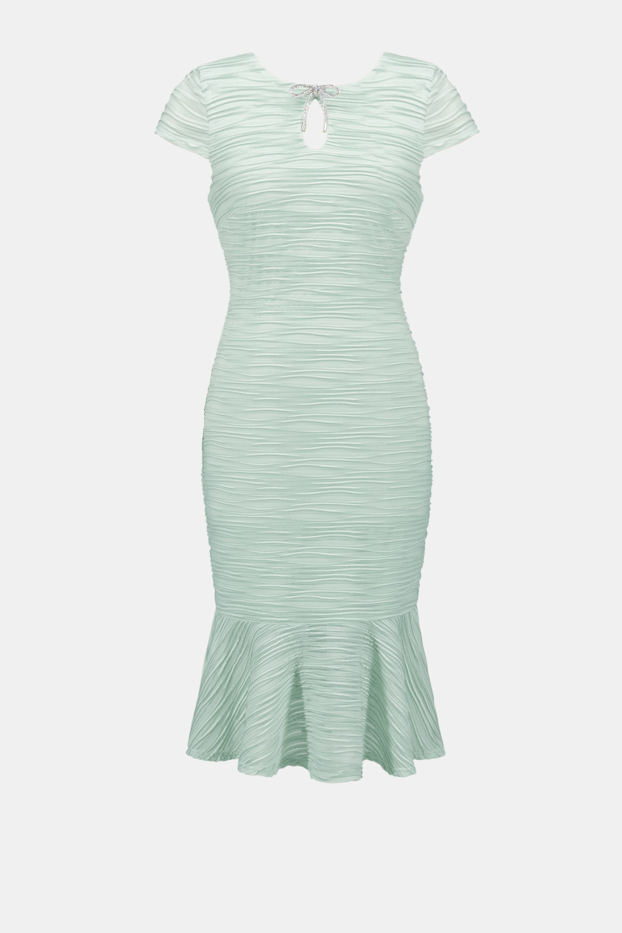 Lurex Cascade Flounce Dress With Rhinestone Bow 262703