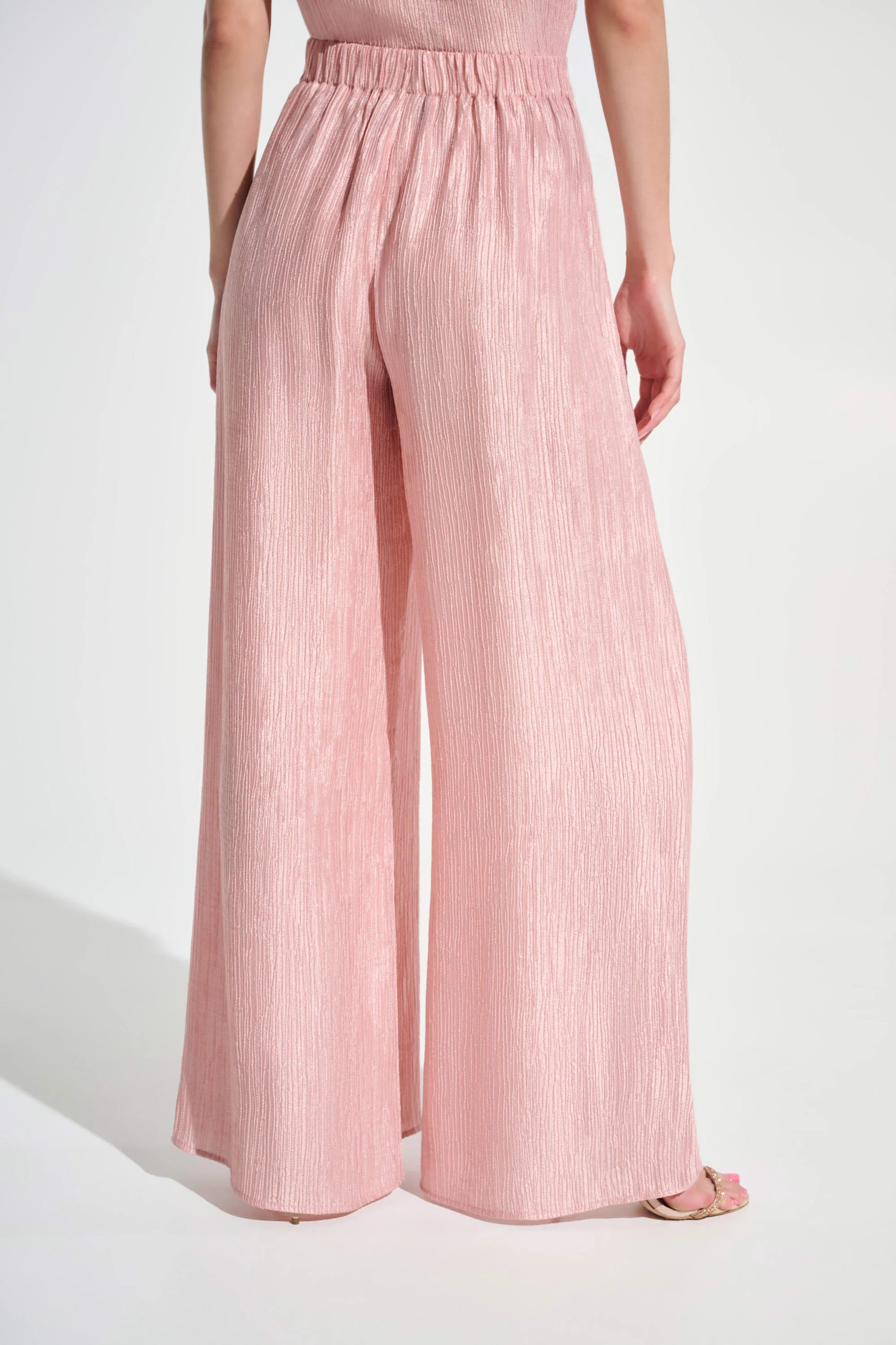 Crinkle Jacquard Pull-On Wide Leg Pants 262704