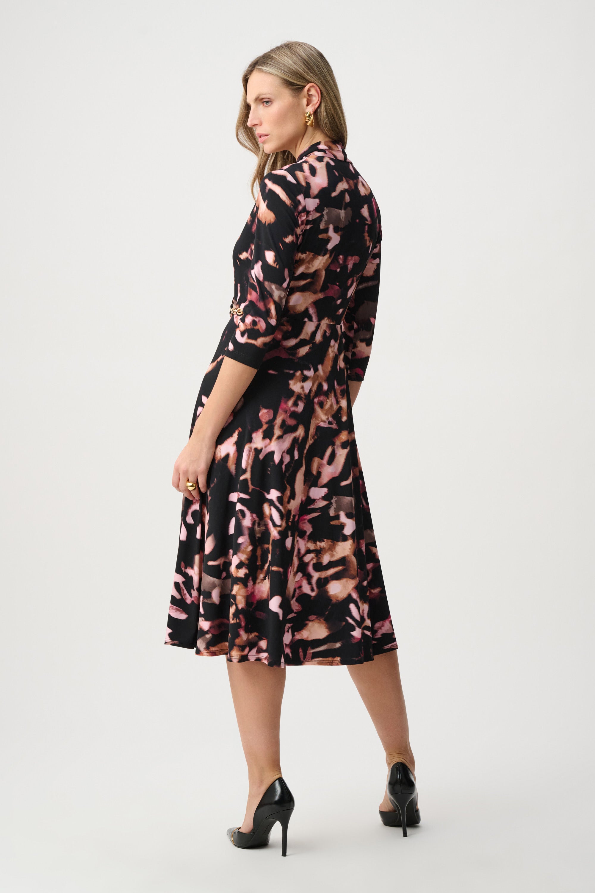 Printed Silky Knit Fit And Flare Dress 263077