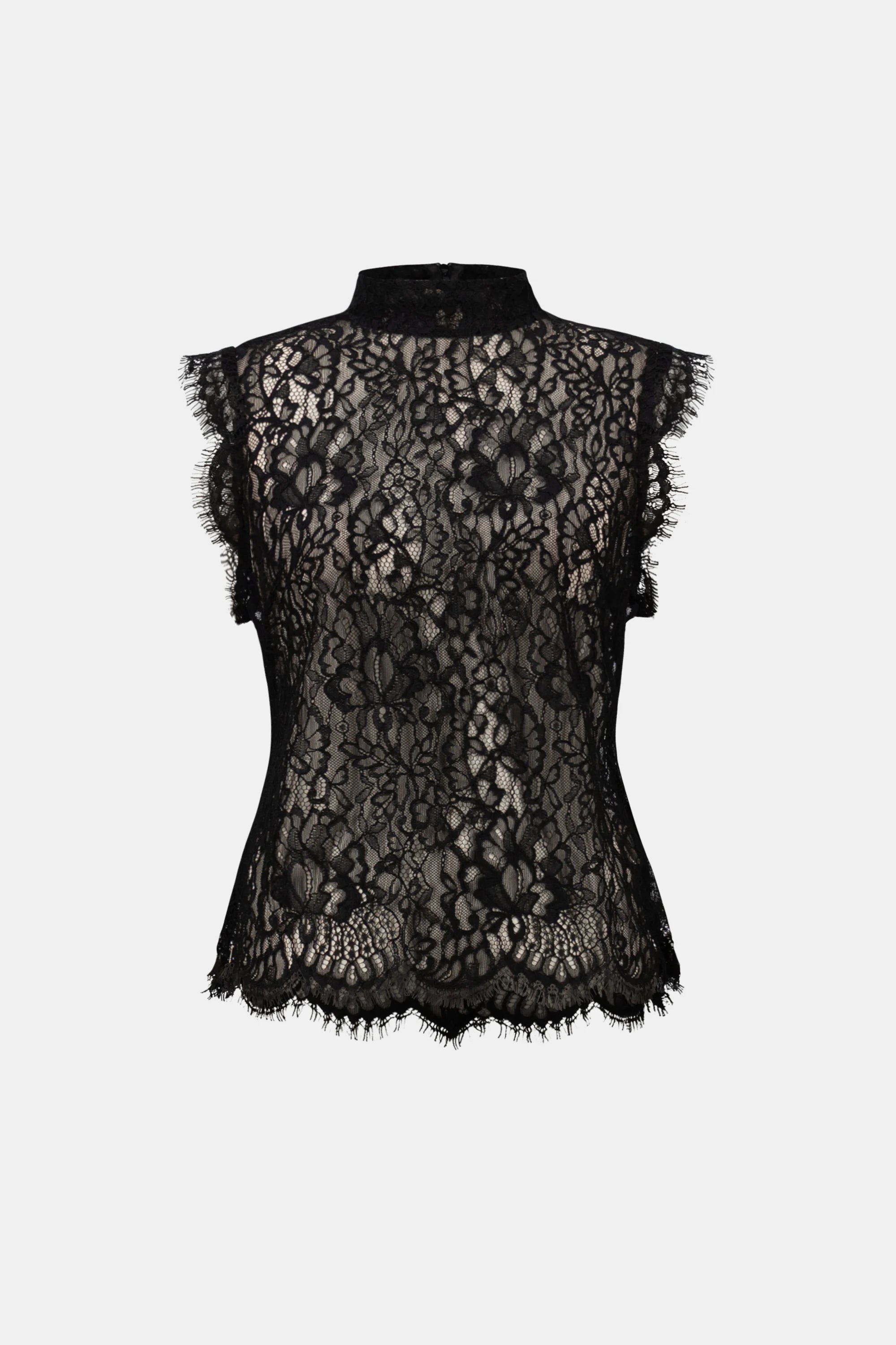 Lace Mock Neck Fitted Top 264105