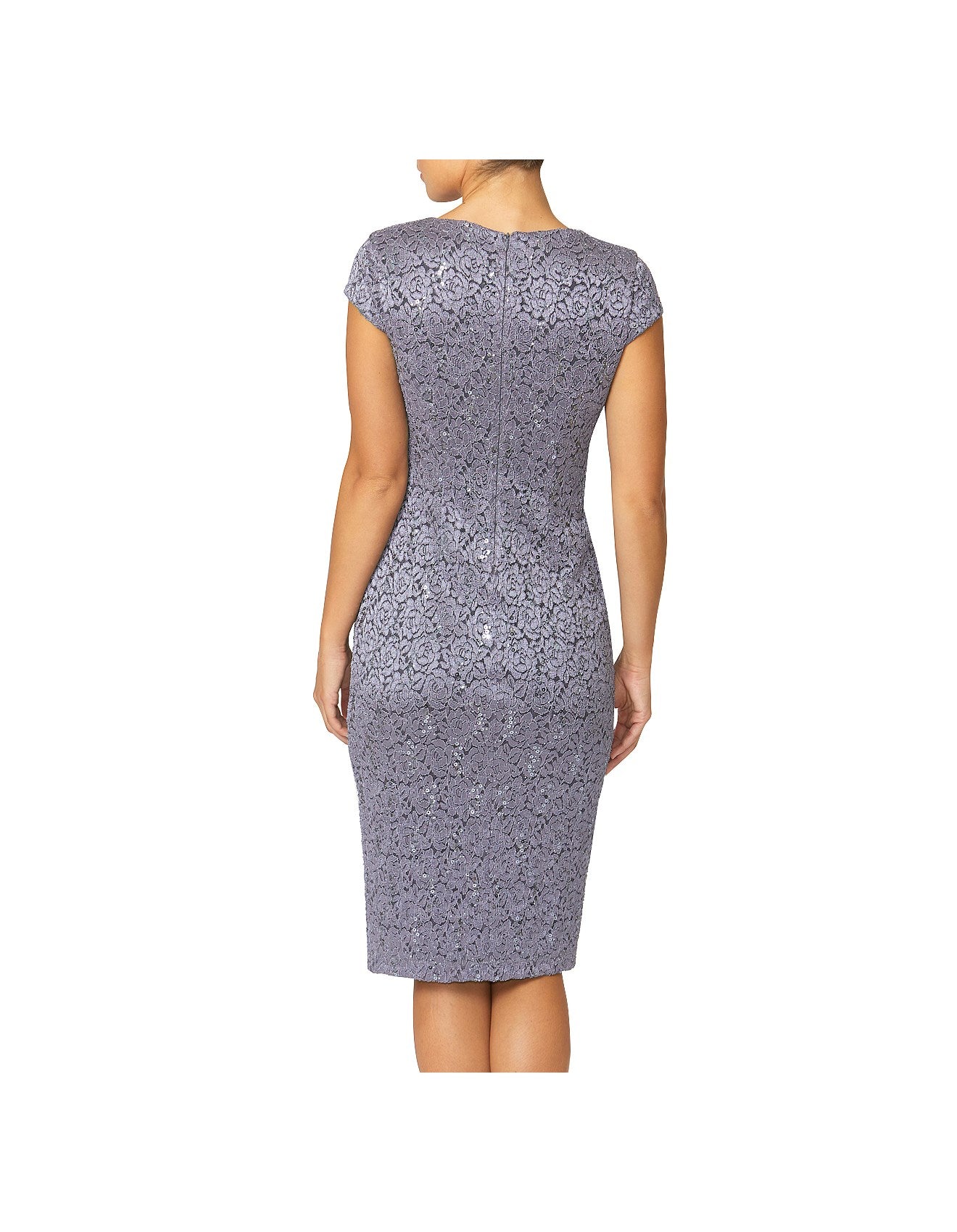 Stretch Sequin Lace Dress in Lilac CI18482