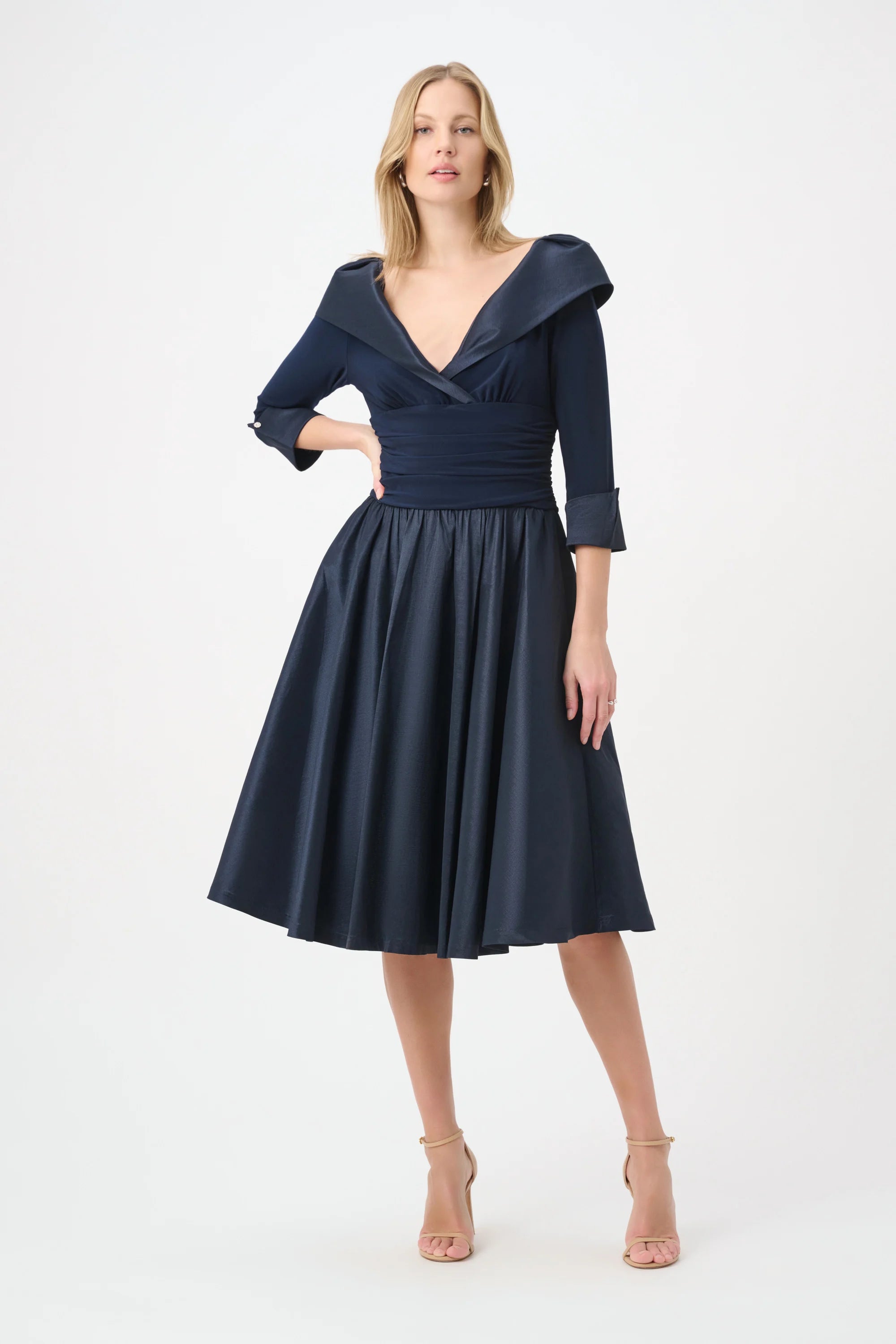 V-Neck Lapel Fit & Flare Dress 264723