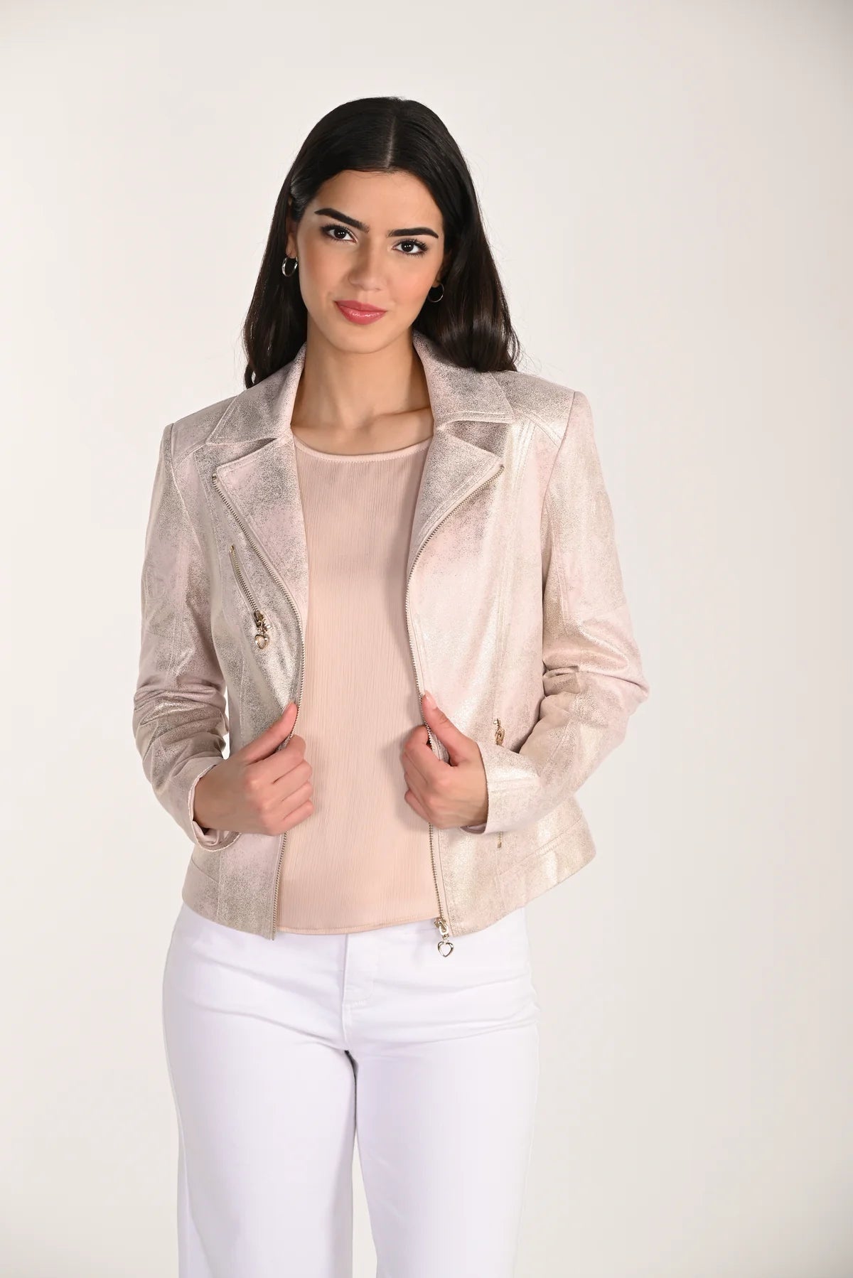 Knit Jacket in Metallic Pink and Gold 266532