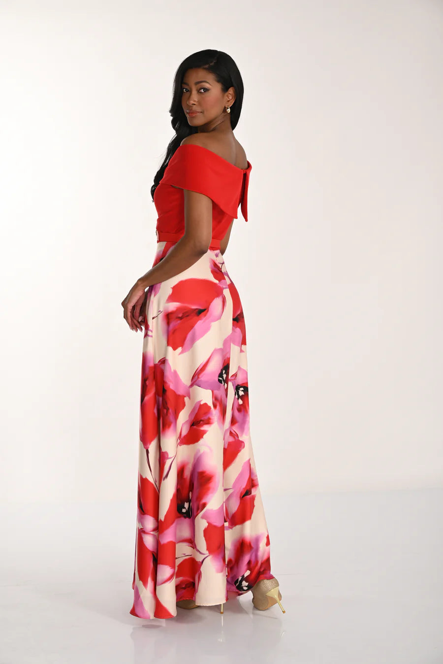 Red Floral Maxi Dress 268293