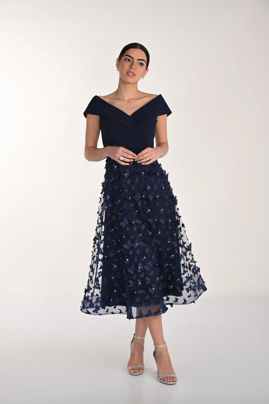 Off The shoulder Floral Midi Dress