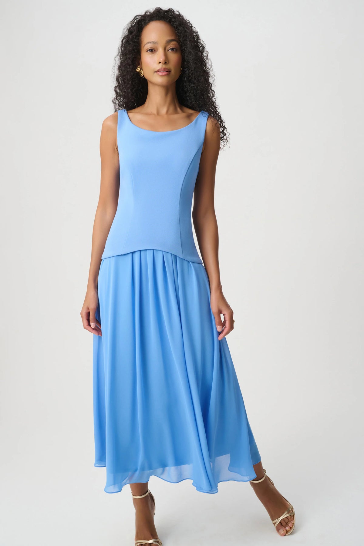 Drop Waist Chiffon Midi Dress 271725