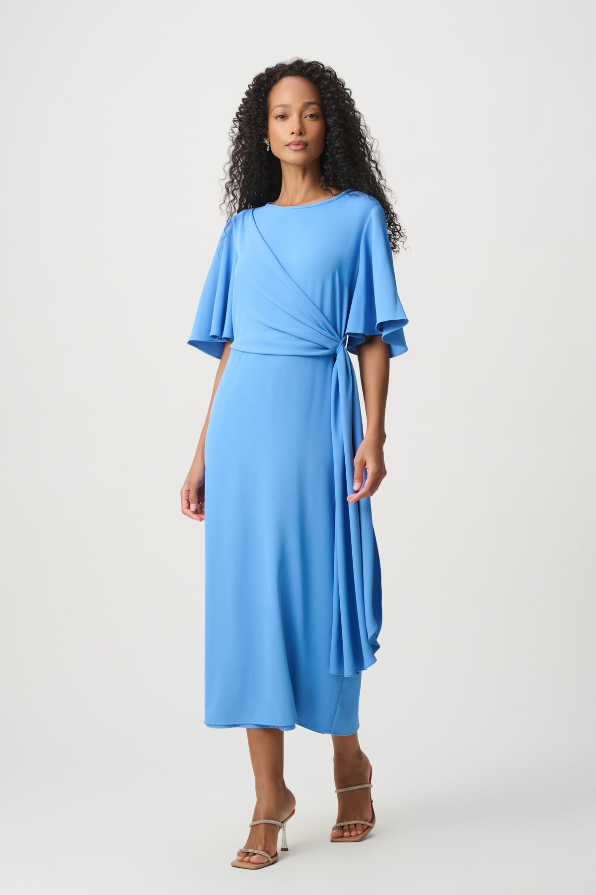 Bell Sleeve Draped Sheath Dress 271754