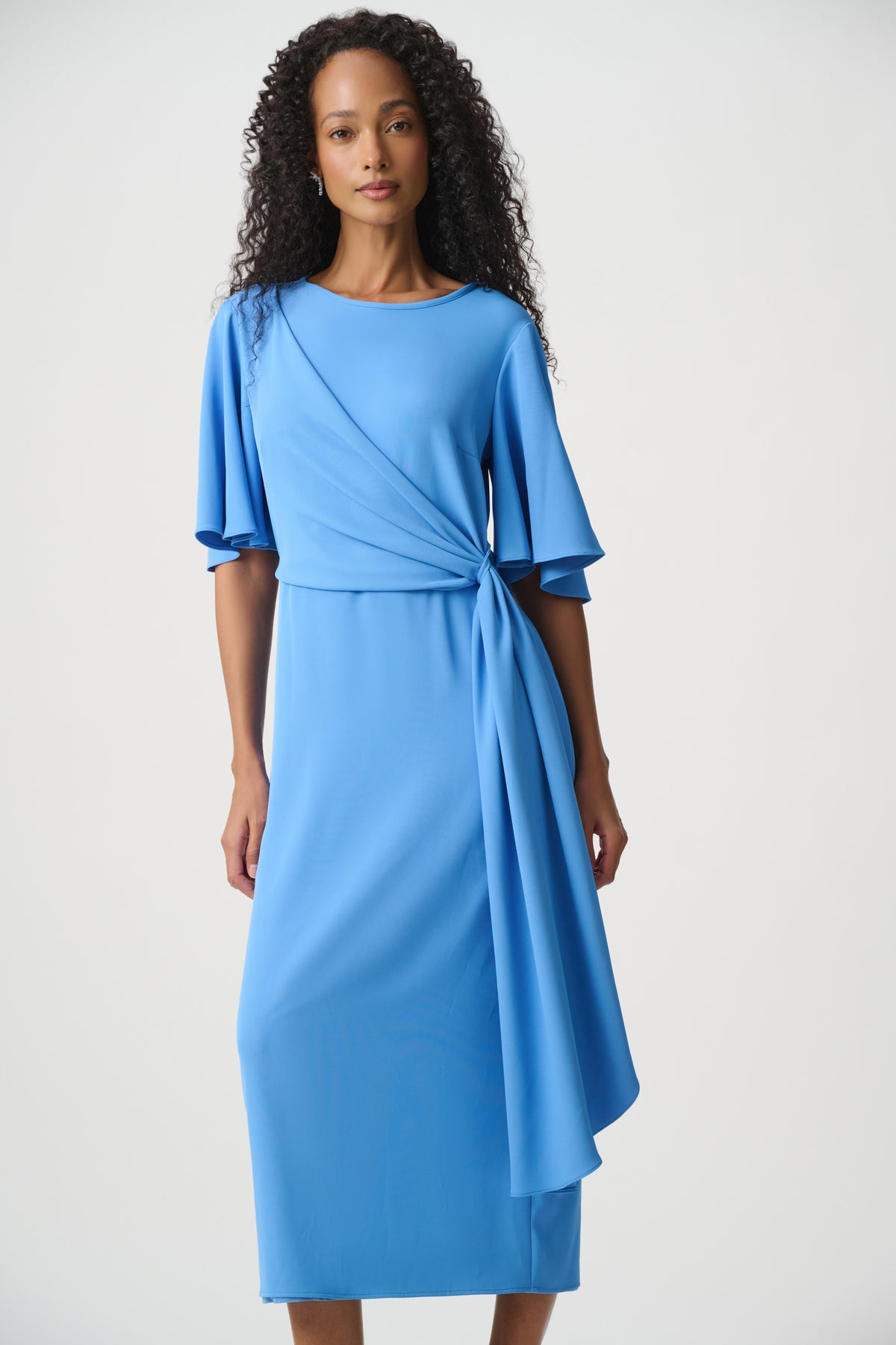 Bell Sleeve Draped Sheath Dress 271754