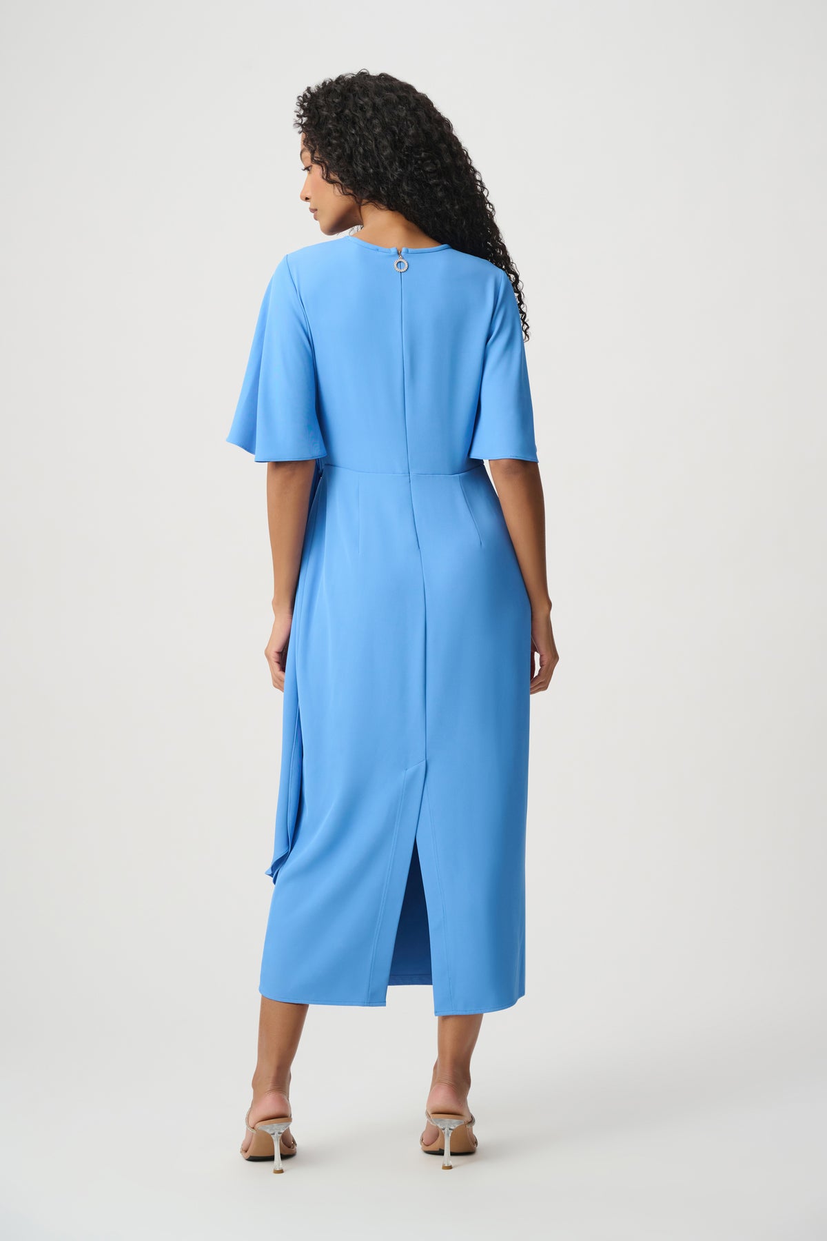 Bell Sleeve Draped Sheath Dress 271754