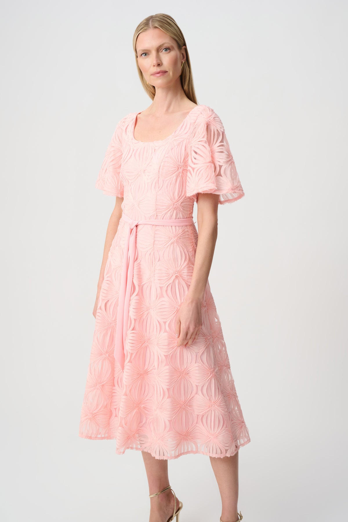 Embroidered Mesh Fit And Flare Dress 271767