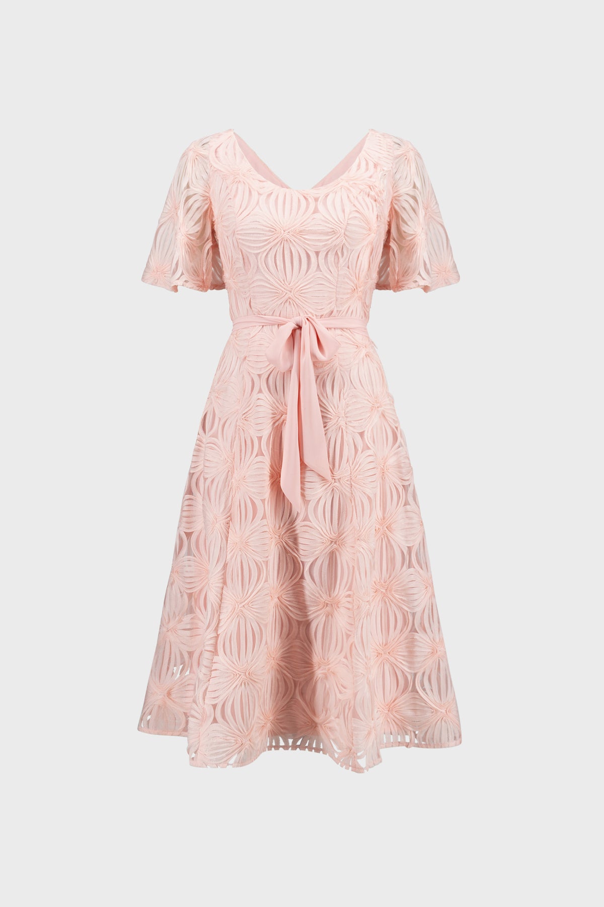 Embroidered Mesh Fit And Flare Dress 271767