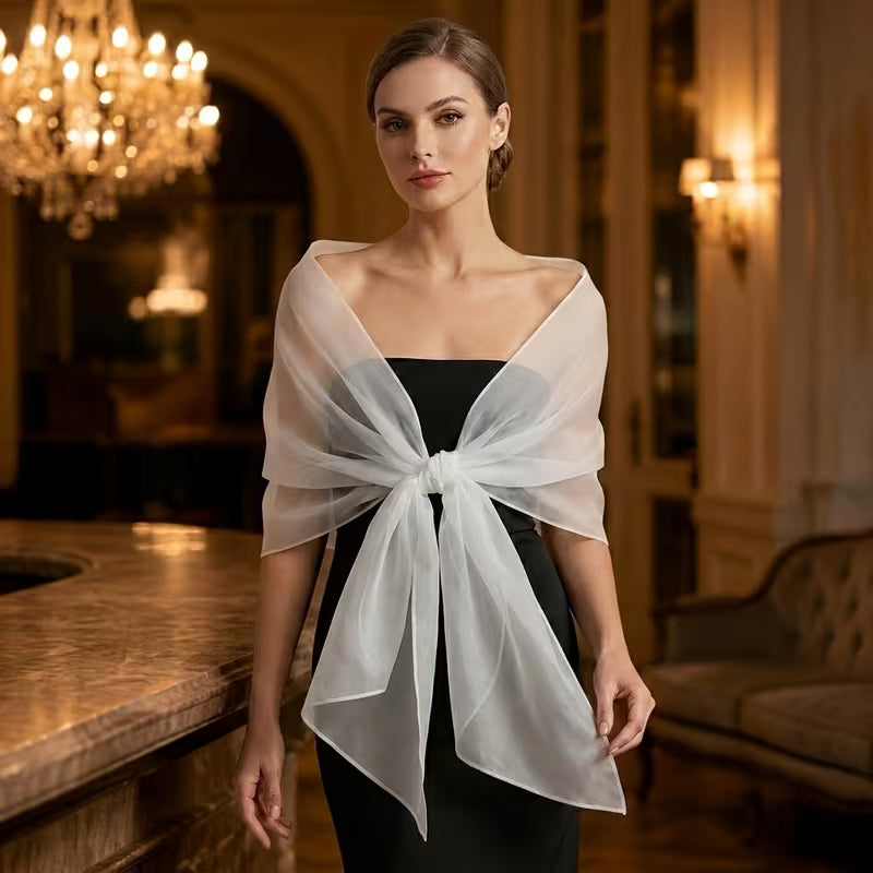 Organza Shawl in White