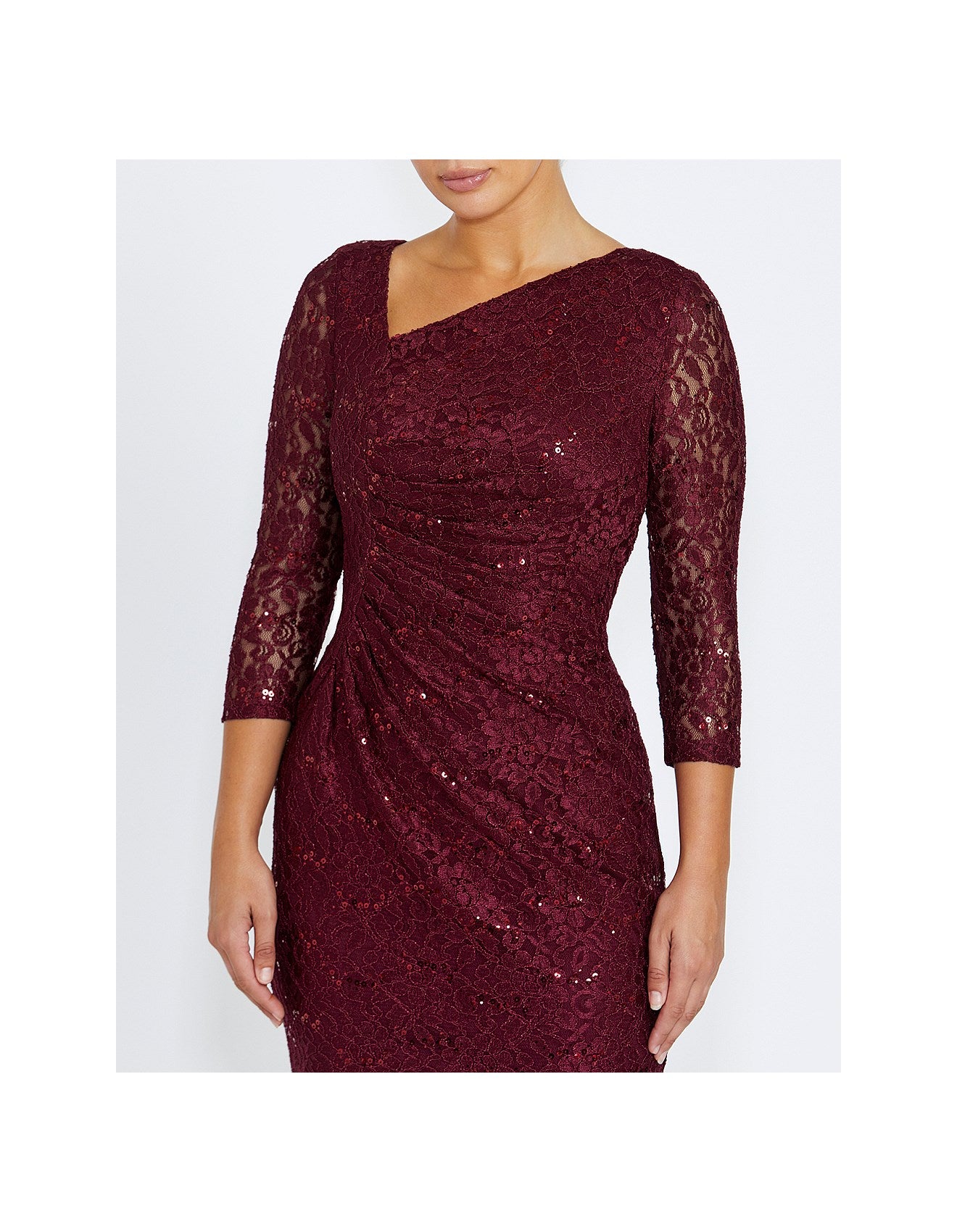 Stretch Lace Dress in Rich Crimson
