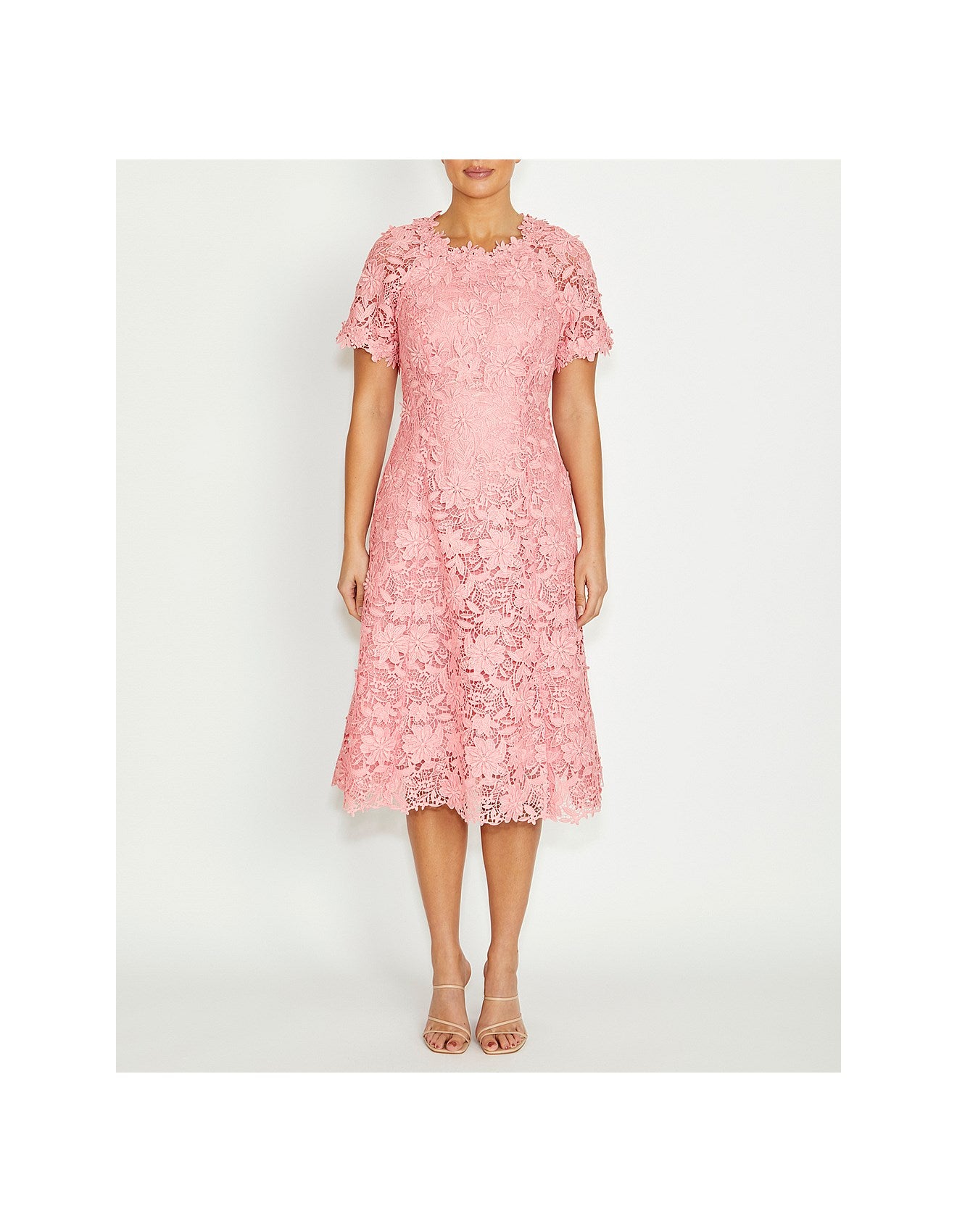 Rose Pink Guipure Lace Dress