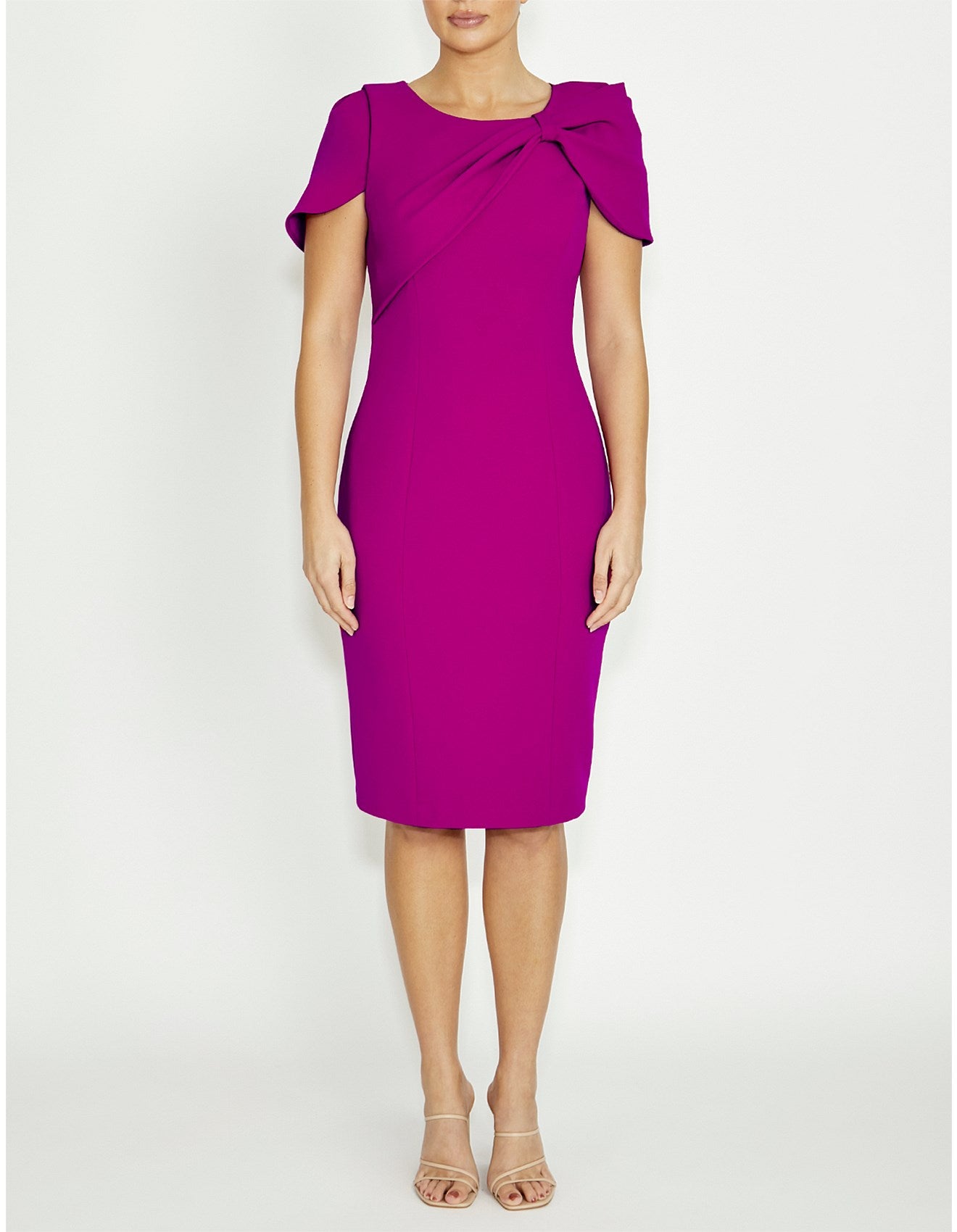 Stretch Crepe Dress in Magenta