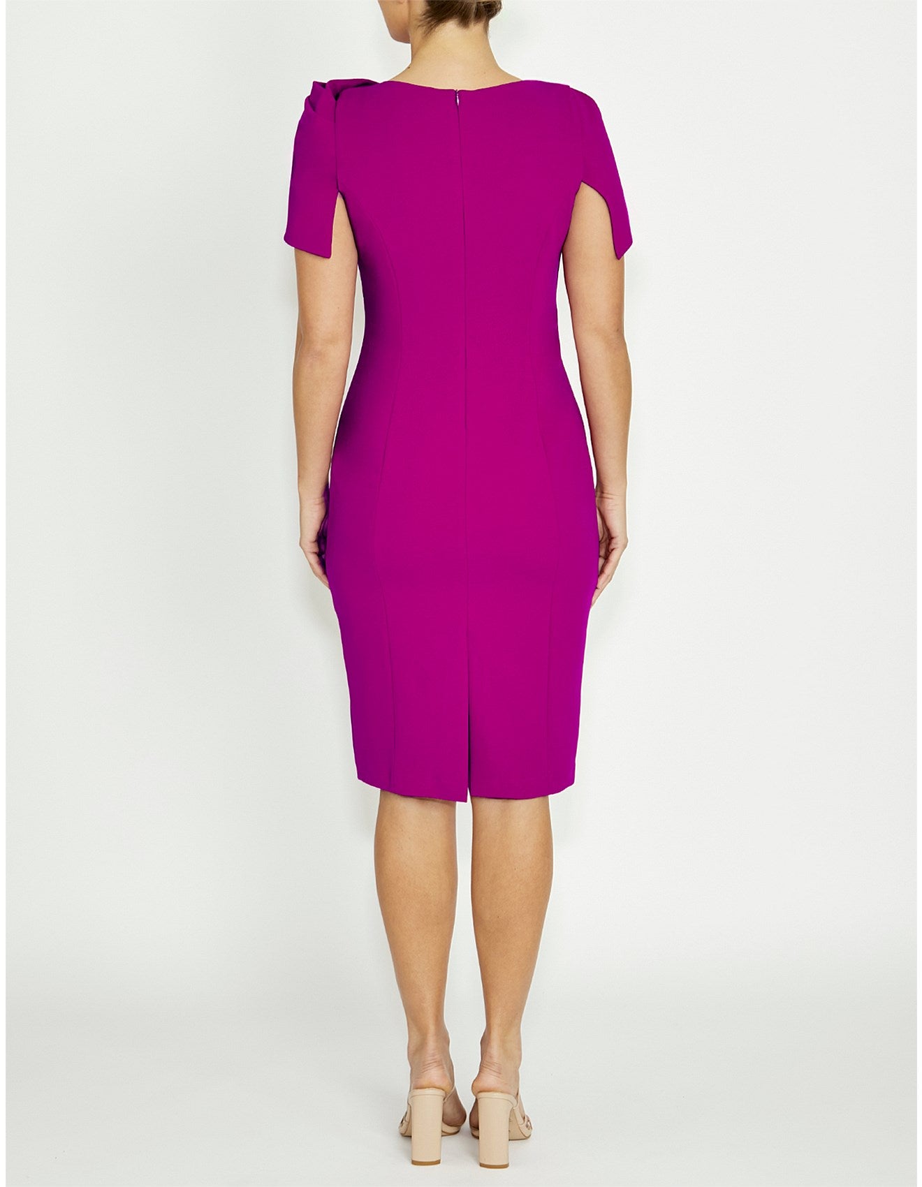 Stretch Crepe Dress in Magenta