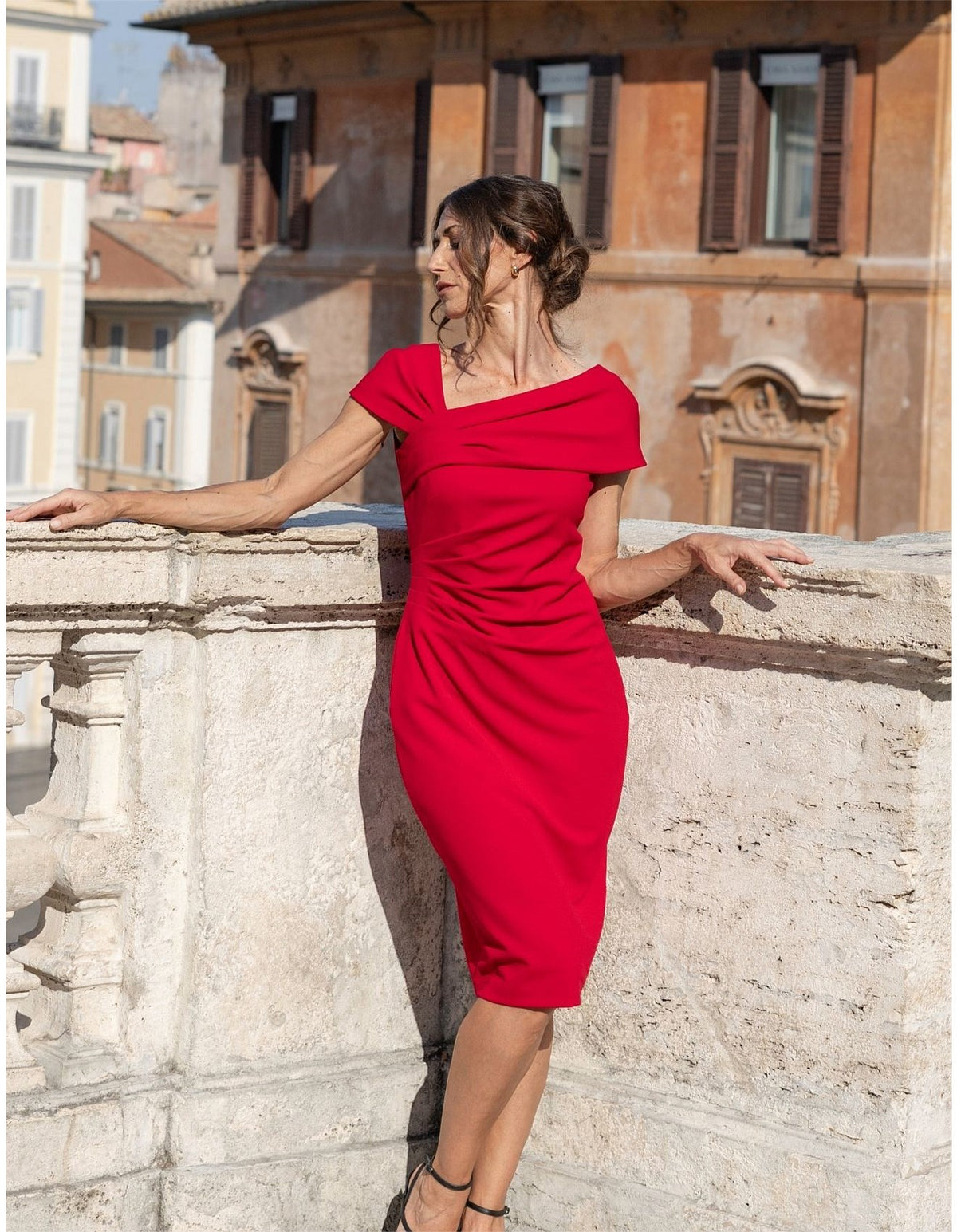 Crimson Stretch Crepe Dress