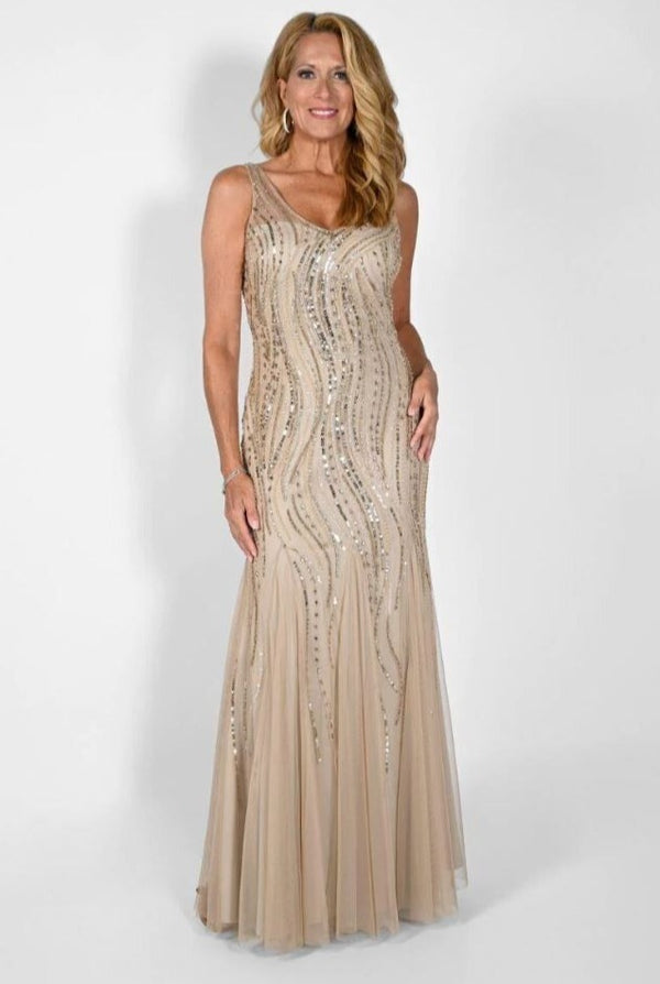 Sequin Champagne Gown 232703