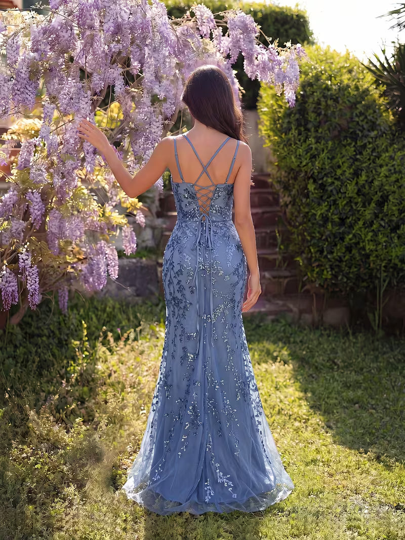 High Waisted Sequin Dress in Gray/Blue