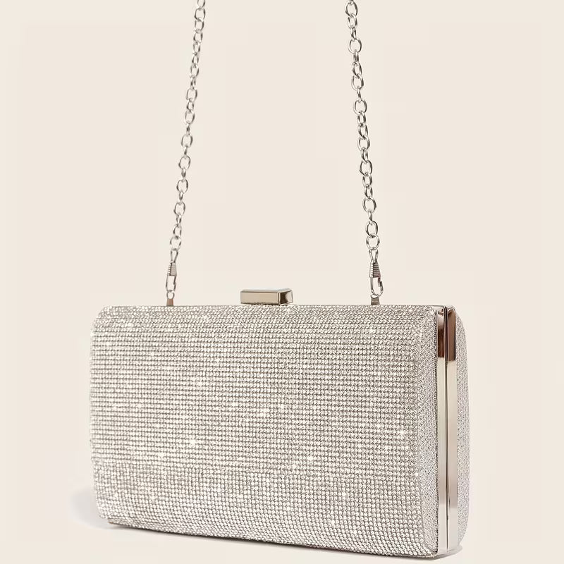 Sparkling Rhinestone Clutch in Silver