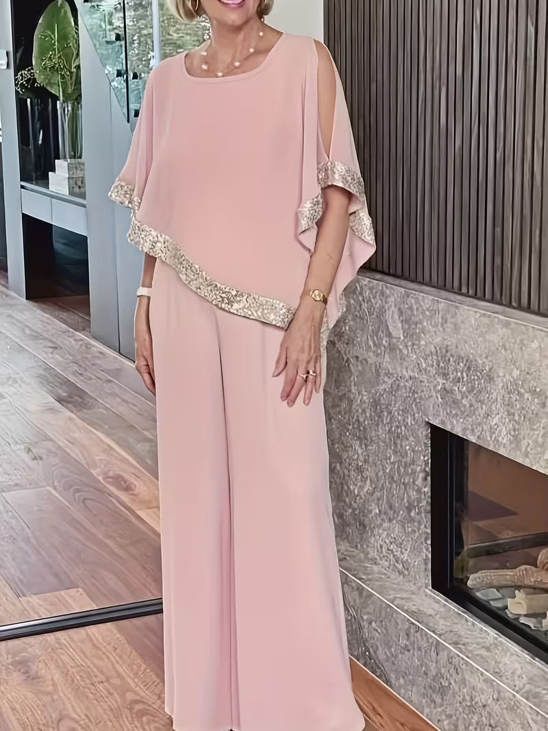Satin Pant Set in Soft Pink