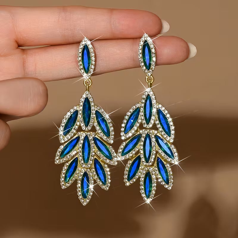 Sparkling Marquise teardrop Earrings in Blue