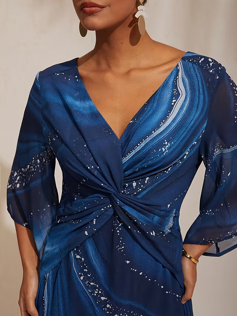 Abstract Blue Print Dress