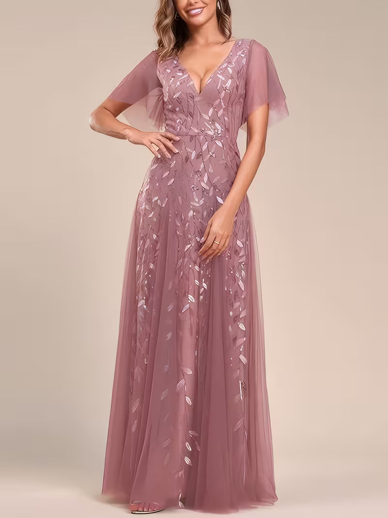 Dusky pink Sequin Formal Gown