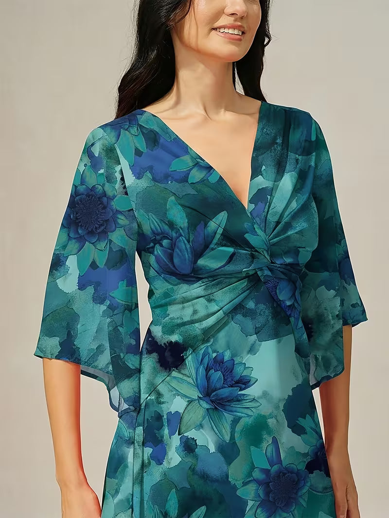 Abstract Green Print Dress