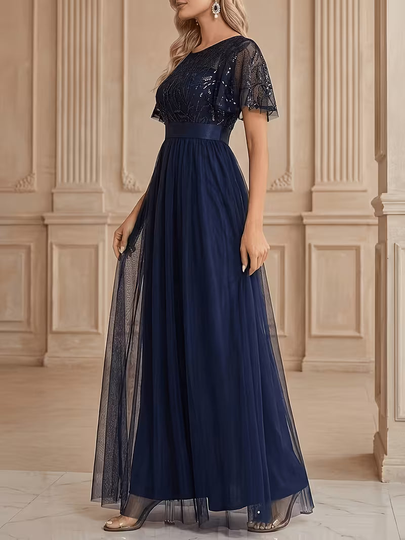 Elegant A-Line Gown in Navy