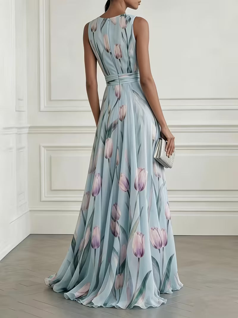Floral Print Chiffon Maxi Dress
