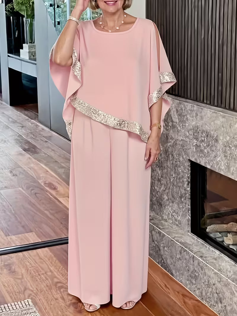 Satin Pant Set in Soft Pink