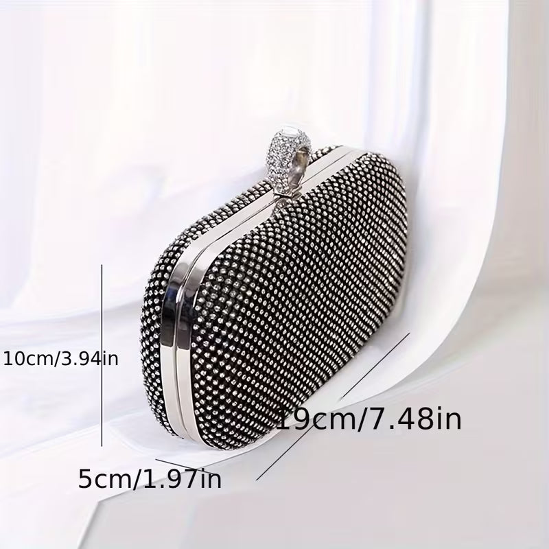 Black and Silver Rhinestone Clutch Bag