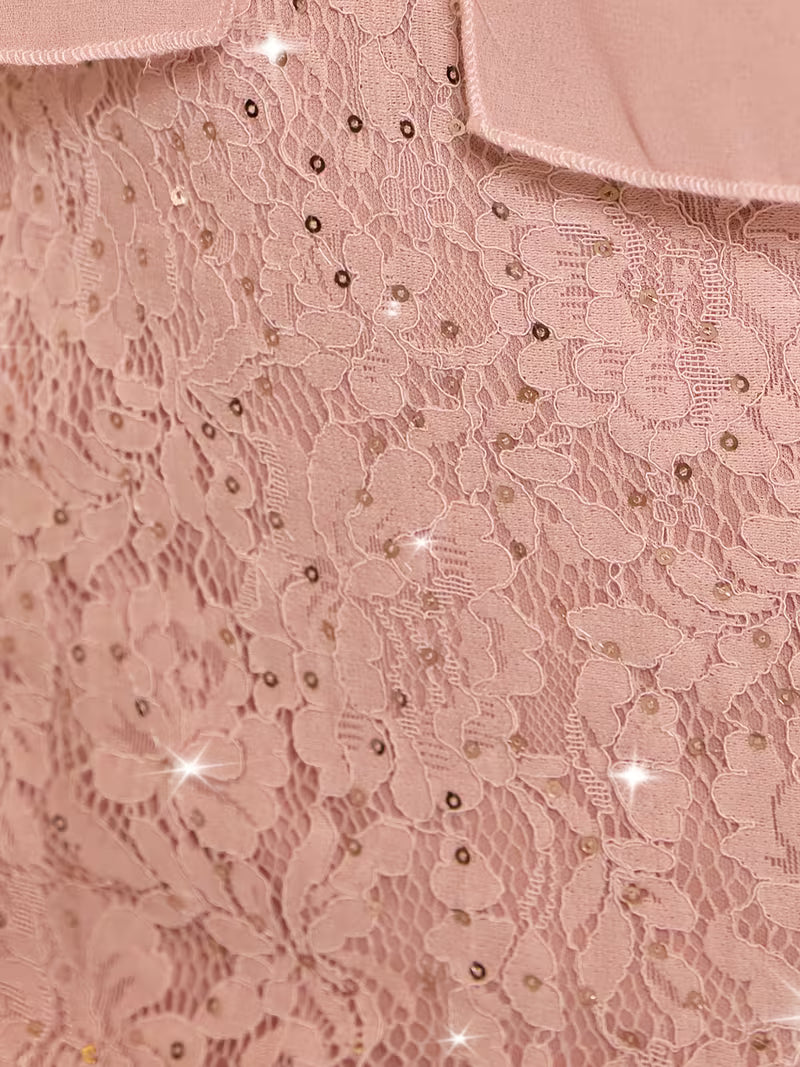 Chiffon Cape Dress in Soft Pink