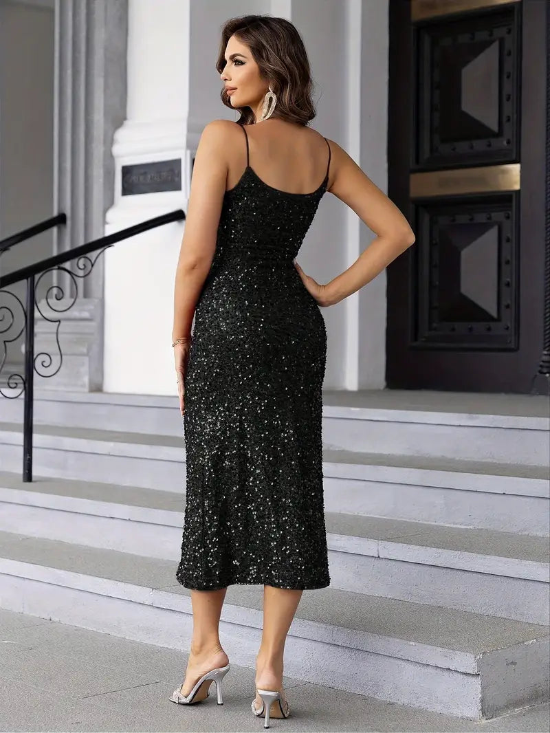Sequin Black Cocktail Dress