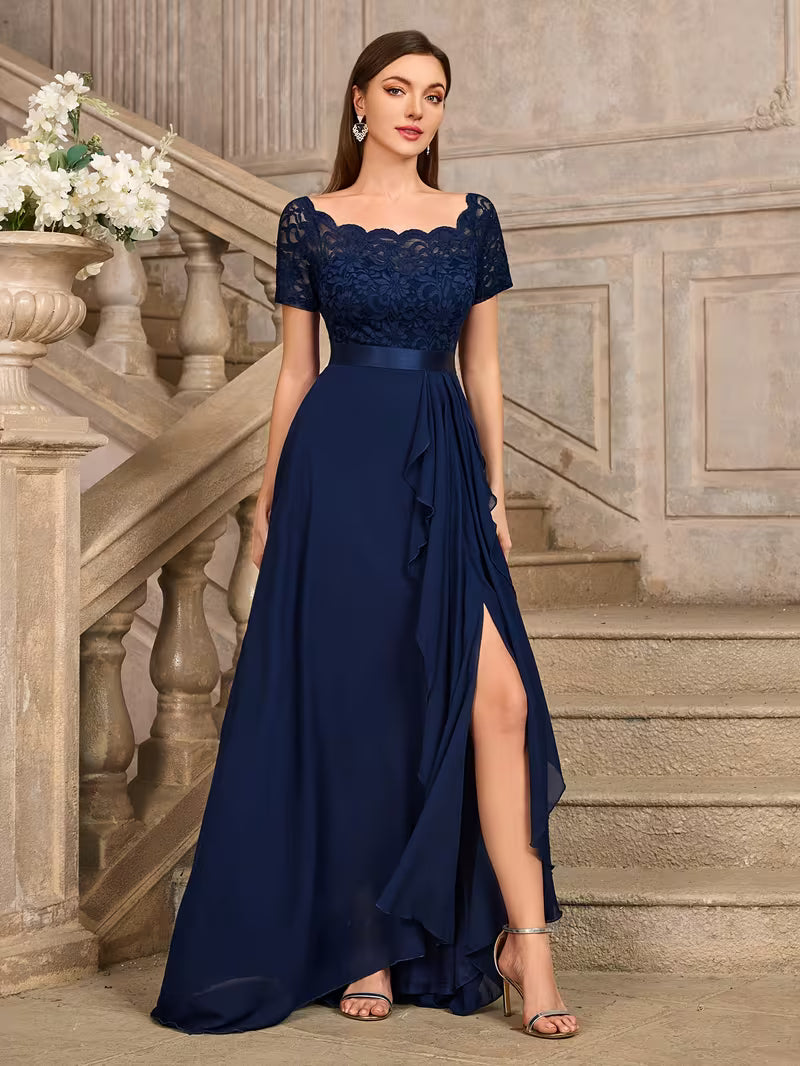Lace Boat neck Maxi Dress
