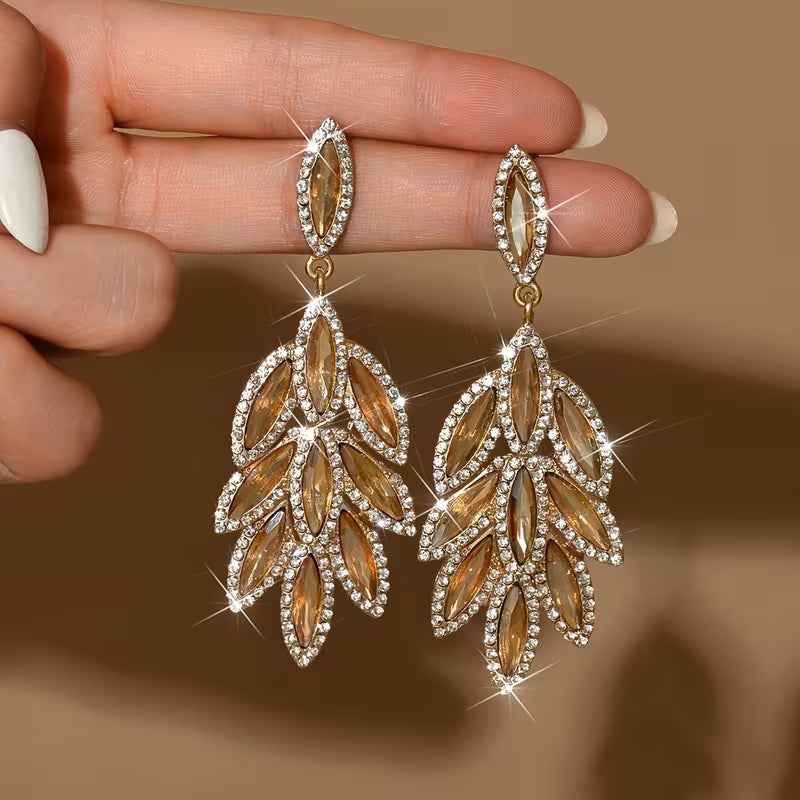 Sparkling Marquise Teardrop Earrings in Gold
