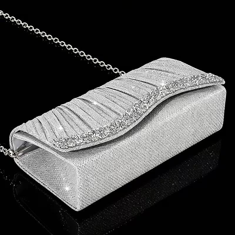Formal Evening Clutch in Silver Rhinestone